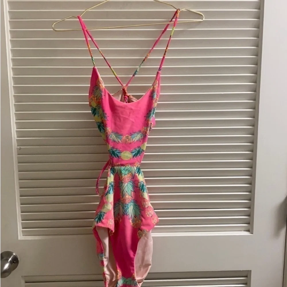 Mara Hoffman Pink Tropical Cutout One-Piece Swimsuit
